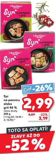 Karika Syr na panvicu alebo gril 45 %