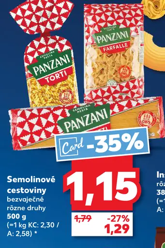 Panzani semolinové cestoviny bezvaječné rôzne druhy