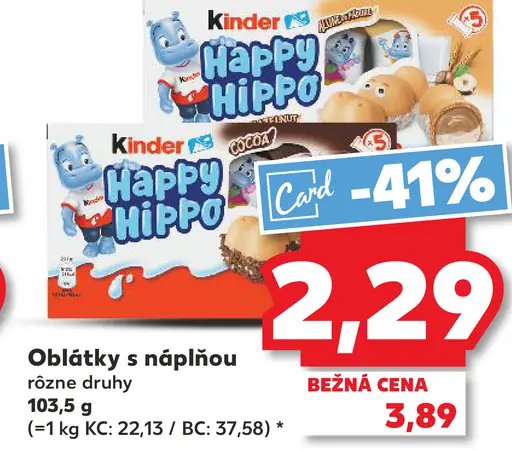 Kinder Happy Hippo oblátky s náplňou