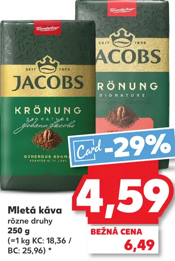Jacobs Krönung mletá káva rôzne druhy