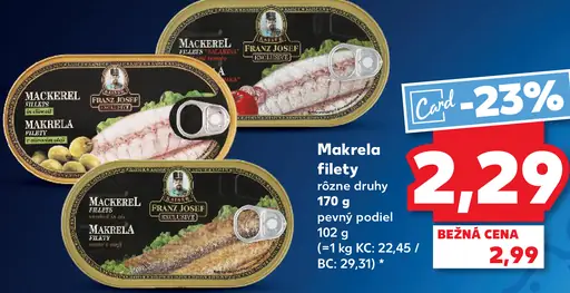 Franz Josef Makrela filety v konzerve rôzne druhy