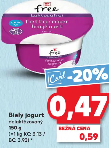K-free Biely jogurt delaktózovaný