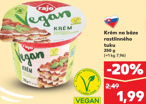 Rajo Vegan krém na báze rastlinného tuku