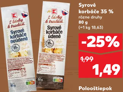 K-Classic Z lásky k tradícii syrové korbáčiky 35 %