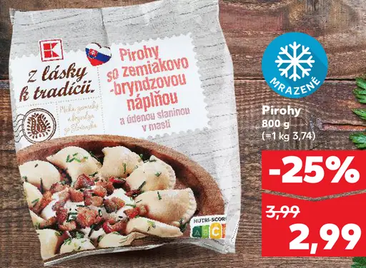 K-Classic Pirohy so zemiakovo-bryndzovou náplňou a údenou slaninou