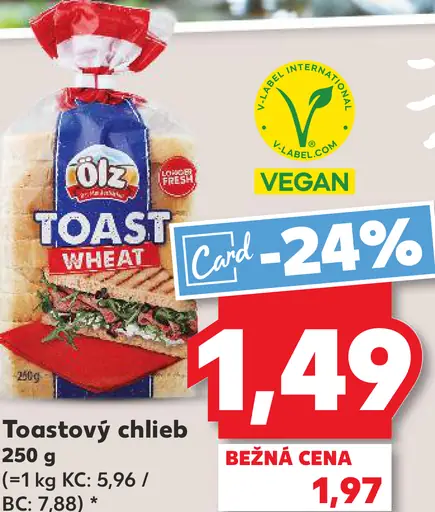 Toastový chlieb pšeničný