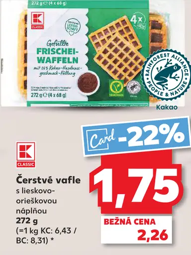 Čerstvé wafle s lieskovo-orieškovou náplňou