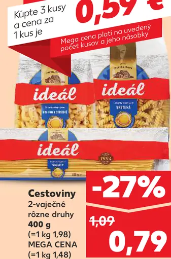 Ideál cestoviny 2‑vaječné rôzne druhy