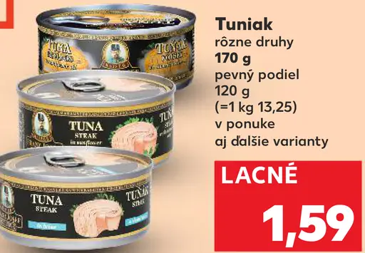 Tuniak v konzerve rôzne druhy
