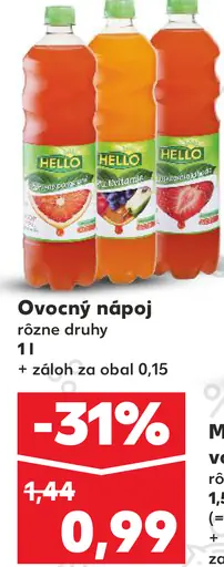 Hello ovocný nápoj rôzne druhy