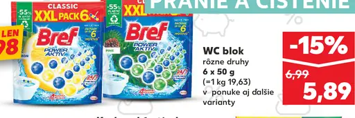 Bref WC blok rôzne druhy