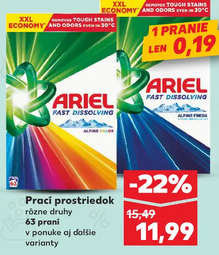 Ariel prací prostriedok rôzne druhy 63 praní