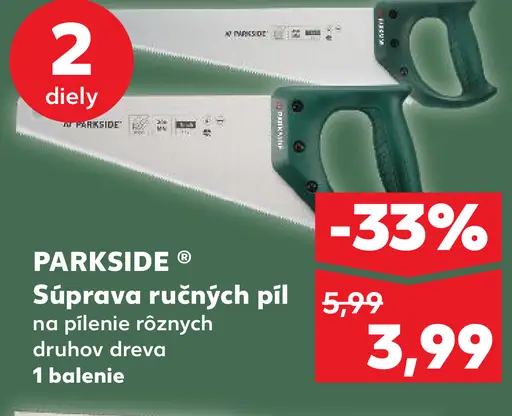 Parkside súprava ručných píl na pílenie rôznych druhov dreva