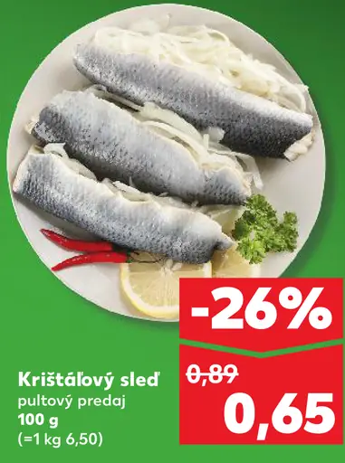 Krištáľový sleď pultový predaj