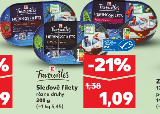 Favorides sleďové filety rôzne druhy