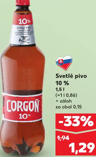 Corgoň Svetlé pivo 10 % fľaša