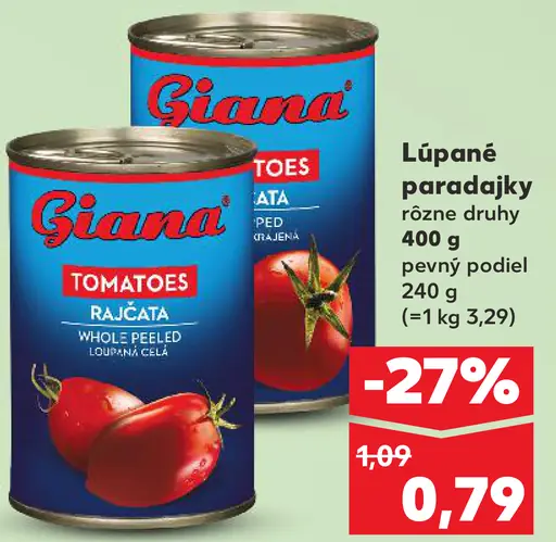 Giana paradajky lúpané rajčatá v šťave