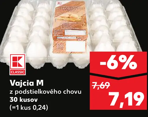 Vajcia M z podstielkového chovu 30 kusov