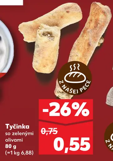 Tyčinka so zelenými olivami