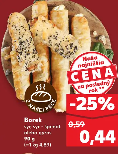 Borek syr, špenát alebo gyros