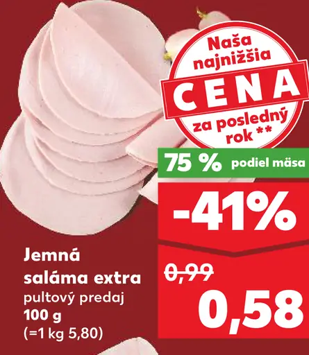 Jemná saláma extra pultový predaj