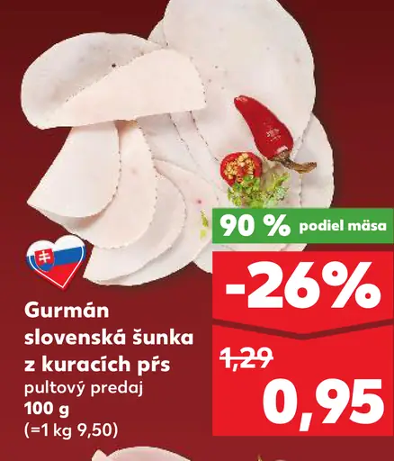 Gurmán slovenská šunka z kuracích pŕs pultový predaj