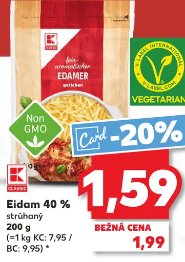 K-Classic Eidam 40 % strúhaný syr