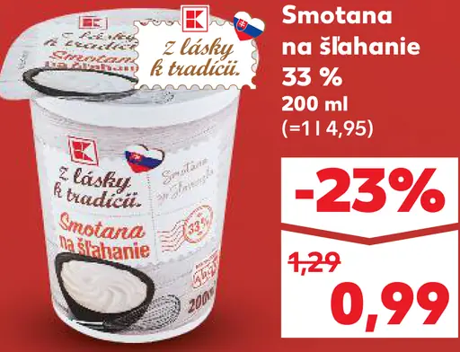 Smotana na šľahanie 33%