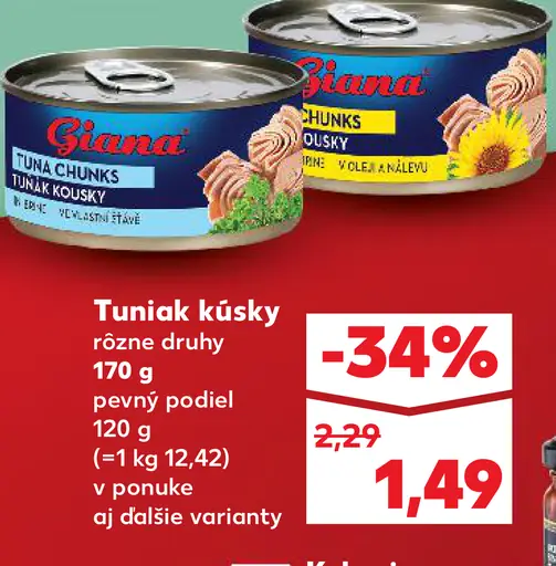 Giana tuniak kúsky v oleji alebo v náleve