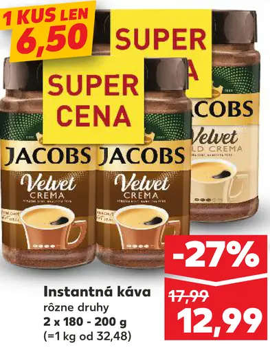 Jacobs Velvet Crema rozpustná káva
