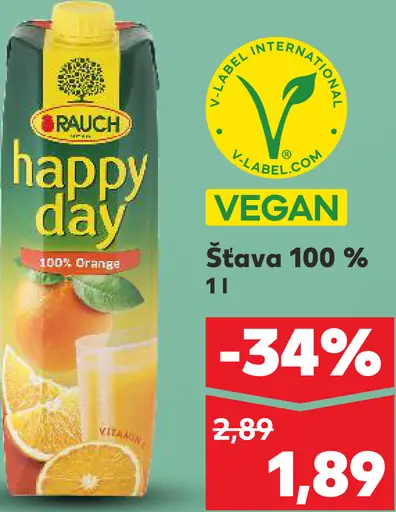 Rauch Happy Day šťava 100 % orange