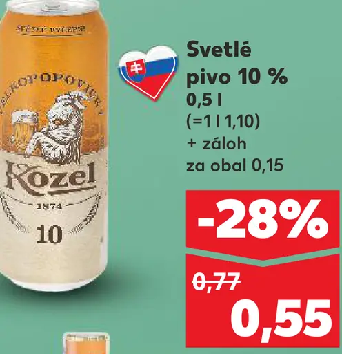 Kozel Světlé pivo plechovka 10%