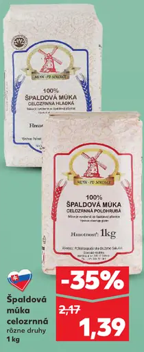 Mlyn Pohronský Ruskov Špaldová múka celozrnná
