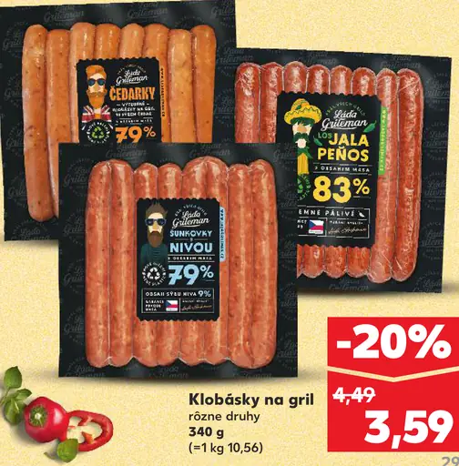 Klobásky na gril rôzne druhy