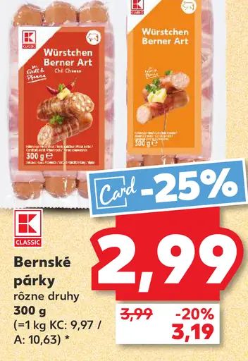 K-Classic Bernské párky rôzne druhy