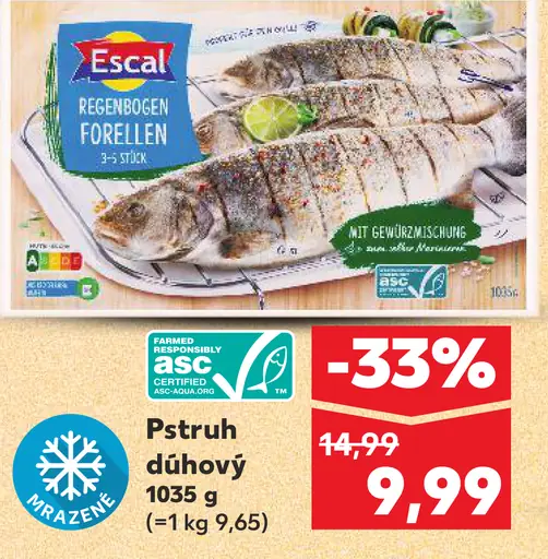 Escal pstruh dúhový mrazený