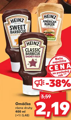 Heinz omáčka rôzne druhy (Sweet Barbecue, Classic Barbecue, American Burger)