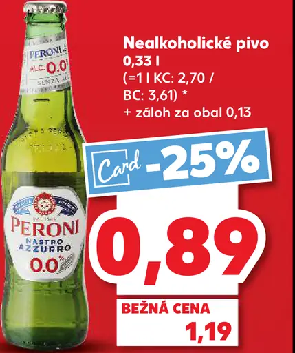 Peroni Nastro Azzurro nealkoholické pivo fľaša