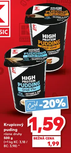 K-Classic High Protein puding dezertkovaný rôzne druhy