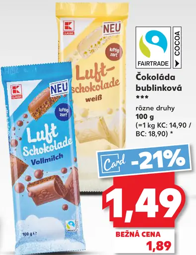 K-Classic čokoláda bublinková