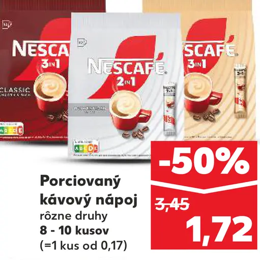 Nescafé porciovaný kávový nápoj 3v1 a 2v1
