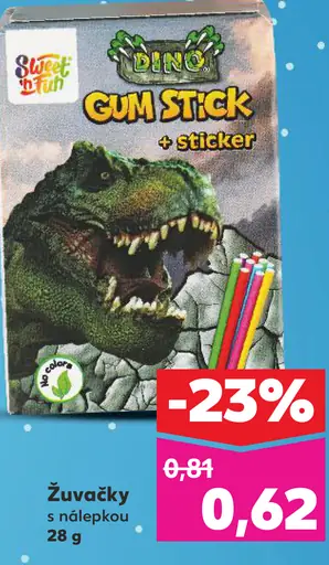 Buzz & Tutti Dino Gum Stick žuvačky s nálepkou