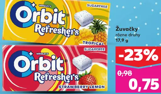 Orbit Refreshers žuvačky rôzne druhy