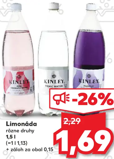 Kinley limonáda rôzne druhy