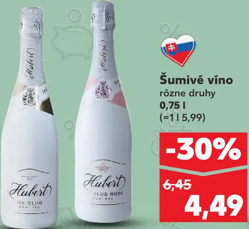 Hubert Club šumivé víno rôzne druhy