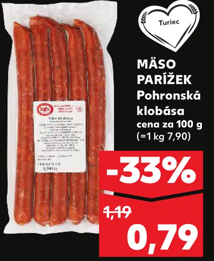 Mäso Parížek Pohronská klobása