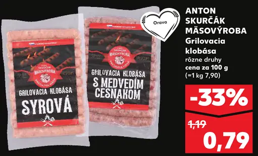 Anton Skurčák mäsovýroba grilovacia klobása rôzne druhy
