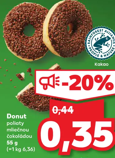 Donut poliaty mliečnou čokoládou kakao