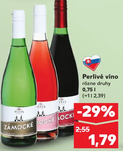 Perlivé víno Vitis Zámocké rôzne druhy
