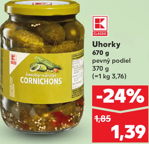 K-Classic uhorky Cornichons v náleve